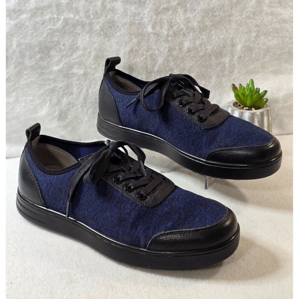 Alegria Men's Stretcher Electric Blue Lace Up Sneakers Low Top Leather Fabric 42